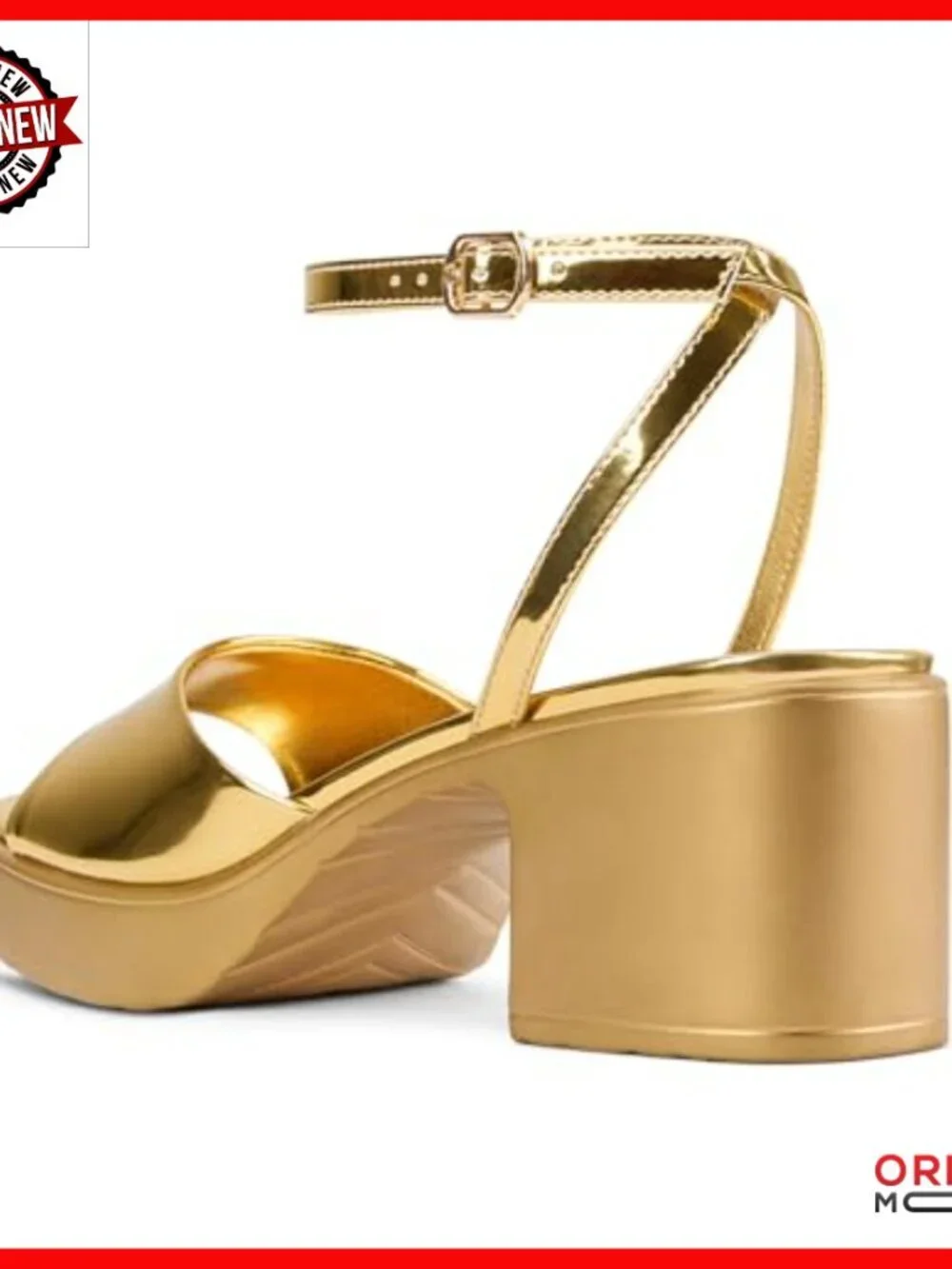Women's Square Toe Platform Heeled Sandals with Ankle Strap Buckle